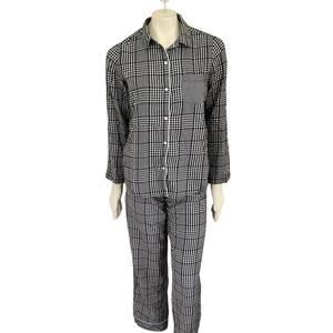 VICTORIA'S SECRET Lightweight Flannel Pajama Set in Black White Plaid SZ S